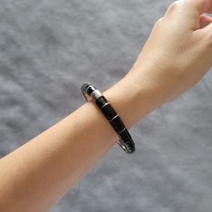 vintage black enamel silver clasp bracelet